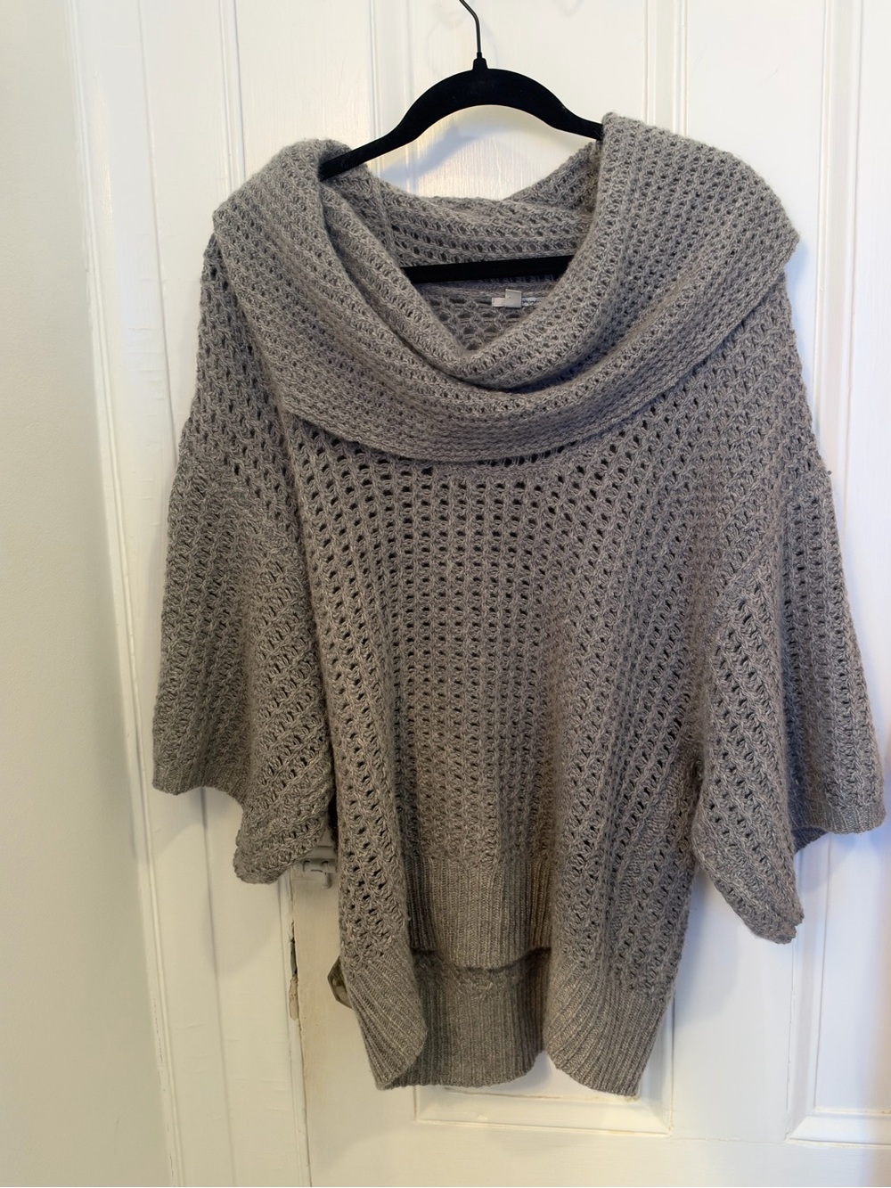 68% Cashmere Cowl Neck Sweater Gray Open Knit Pullover M | Halogen by Nordstrom